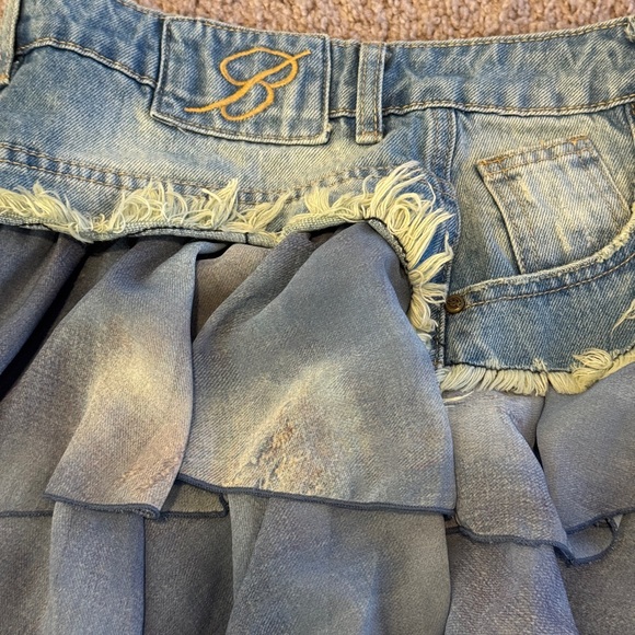 Blue Denim Ruffle Mini Skirt - Women - Picture 2 of 3
